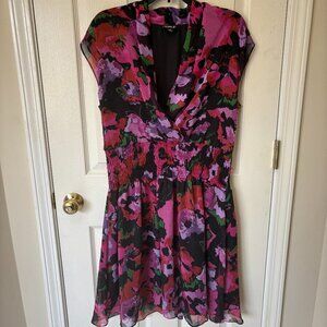 Bold Floral Smocked Waist Mini Dress